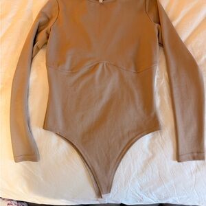 Elegant Tan Long Sleeve Bodysuit